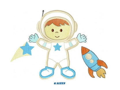 Astronaut embroidery designs - Boy embroidery design machine embroidery pattern - Space embroidery file - Rocket embroidery applique design Marcia Embroidery