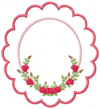 Cargar imagen en el visor de la galería, Roses frame embroidery designs - Monogram embroidery design machine embroidery pattern - Floral Frame embroidery file - wreath of flowers
