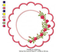 Laden Sie das Bild in den Galerie-Viewer, Roses frame embroidery designs - Monogram embroidery design machine embroidery pattern - Floral Frame embroidery file - wreath of flowers
