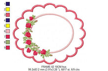 Laden Sie das Bild in den Galerie-Viewer, Roses frame embroidery designs - Monogram embroidery design machine embroidery pattern - Floral Frame embroidery file - wreath of flowers
