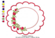 Load image into Gallery viewer, Roses frame embroidery designs - Monogram embroidery design machine embroidery pattern - Floral Frame embroidery file - wreath of flowers
