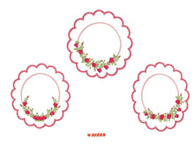 Cargar imagen en el visor de la galería, Roses frame embroidery designs - Monogram embroidery design machine embroidery pattern - Floral Frame embroidery file - wreath of flowers
