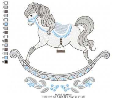 Toy Horse embroidery design - Baby boy embroidery designs machine embroidery pattern - Horse toy embroidery file - instant download pes jef