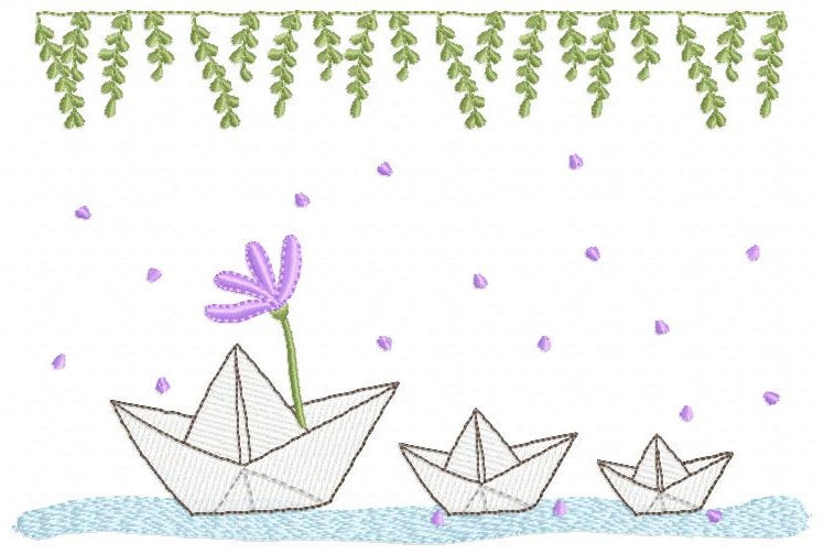 Paper boats embroidery designs - Kitchen embroidery design machine embroidery pattern - baby boy embroidery file - instant download  digital