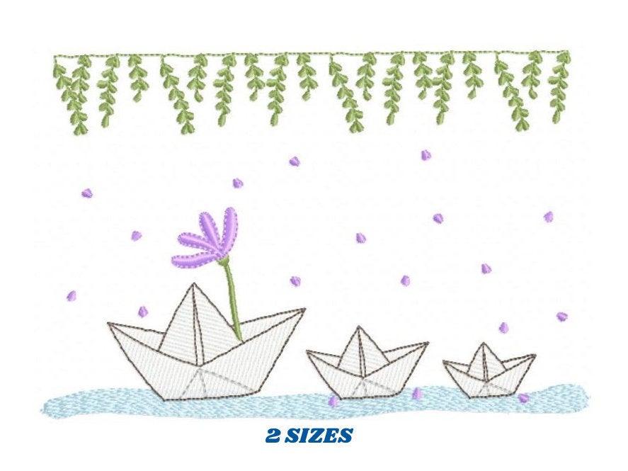 Paper boats embroidery designs - Kitchen embroidery design machine embroidery pattern - baby boy embroidery file - instant download  digital