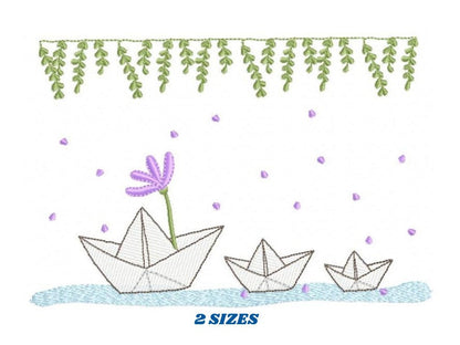 Paper boats embroidery designs - Kitchen embroidery design machine embroidery pattern - baby boy embroidery file - instant download  digital