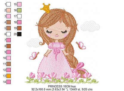 Baby girl embroidery designs - Princess embroidery design machine embroidery pattern - girl with flower embroidery file - instant download