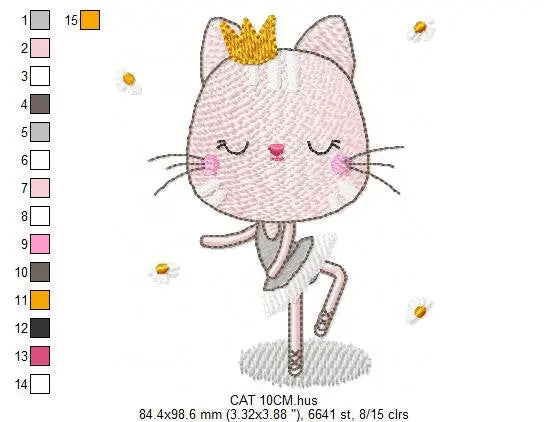 Cat embroidery designs - Ballerina embroidery design machine embroidery pattern - Baby girl embroidery file - Ballet Princess cat download Marcia Embroidery