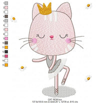 Laden Sie das Bild in den Galerie-Viewer, Cat embroidery designs - Ballerina embroidery design machine embroidery pattern - Baby girl embroidery file - Ballet Princess cat download
