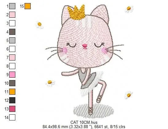 Cat embroidery designs - Ballerina embroidery design machine embroidery pattern - Baby girl embroidery file - Ballet Princess cat download Marcia Embroidery