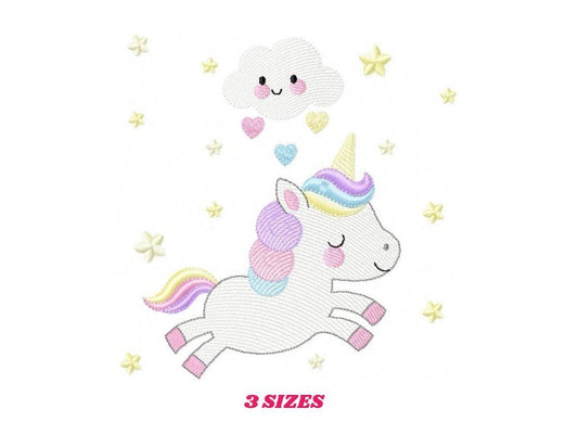Unicorn with stars embroidery designs - Baby Girl machine embroidery pattern - Fantasy Fairytale file - Instant digital download pes jef dst