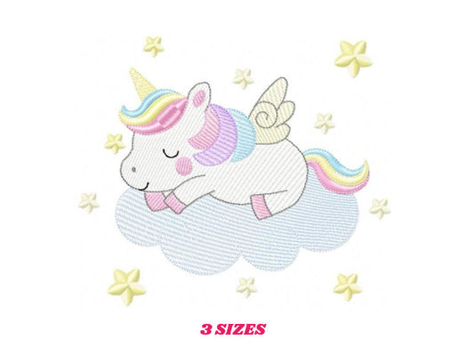 Unicorn embroidery designs - Rainbow Unicorn Cloud machine embroidery pattern - Fantasy Magical - Instant digital download pes jef dst hus