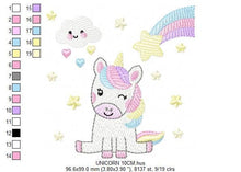 Laden Sie das Bild in den Galerie-Viewer, Unicorn embroidery designs - Baby Girl embroidery design machine embroidery pattern - Fantasy embroidery - newborn layette rainbow design
