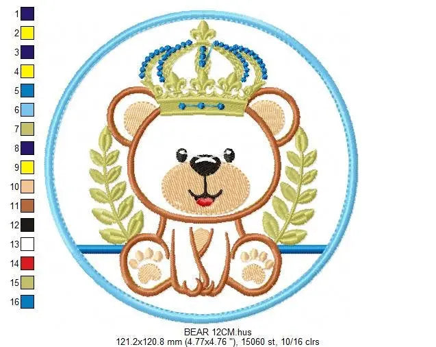 Teddy Bear embroidery designs - Baby Boy embroidery design machine embroidery pattern - kid embroidery file - King Bear applique Tag wreath Marcia Embroidery