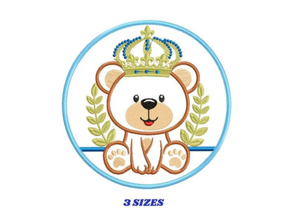 Teddy Bear embroidery designs - Baby Boy embroidery design machine embroidery pattern - kid embroidery file - King Bear applique Tag wreath Marcia Embroidery