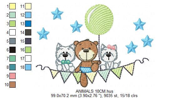 Bear embroidery designs - Animals embroidery design machine embroidery pattern - Dog embroidery file - baby boy embroidery instant download