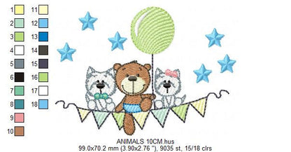 Bear embroidery designs - Animals embroidery design machine embroidery pattern - Dog embroidery file - baby boy embroidery instant download