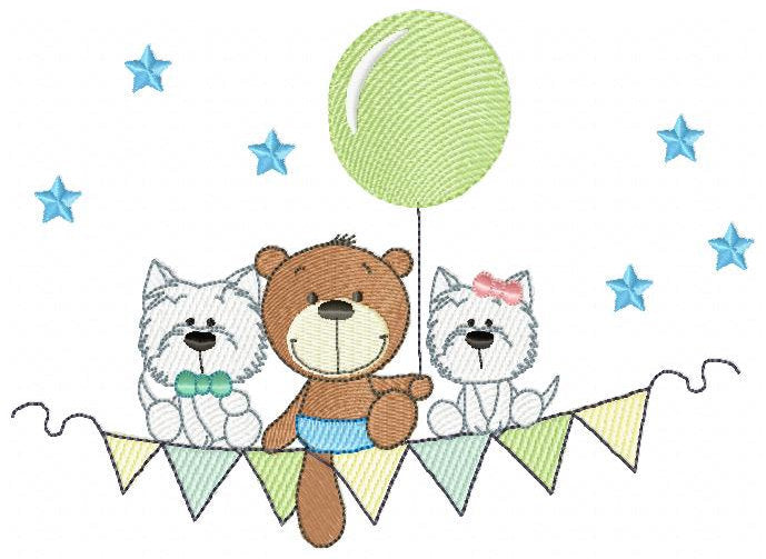 Bear embroidery designs - Animals embroidery design machine embroidery pattern - Dog embroidery file - baby boy embroidery instant download