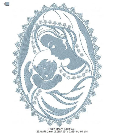 Holy Mary embroidery designs - Holy embroidery design machine embroidery pattern - Catholic embroidery file - Hail Mary religious embroidery Marcia Embroidery