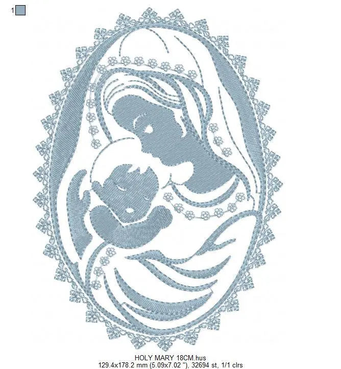 Holy Mary embroidery designs - Holy embroidery design machine embroidery pattern - Catholic embroidery file - Hail Mary religious embroidery Marcia Embroidery