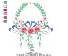 Load image into Gallery viewer, Monogram Frame embroidery designs - Flower embroidery design machine embroidery pattern - Rose wreath embroidery file - baby girl embroidery
