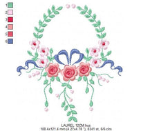 Load image into Gallery viewer, Monogram Frame embroidery designs - Flower embroidery design machine embroidery pattern - Rose wreath embroidery file - baby girl embroidery
