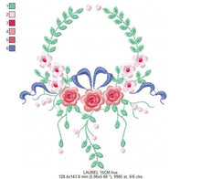 Cargar imagen en el visor de la galería, Monogram Frame embroidery designs - Flower embroidery design machine embroidery pattern - Rose wreath embroidery file - baby girl embroidery
