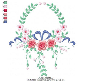 Monogram Frame embroidery designs - Flower embroidery design machine embroidery pattern - Rose wreath embroidery file - baby girl embroidery