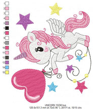 Cargar imagen en el visor de la galería, Unicorn embroidery design - Baby girl embroidery designs machine embroidery pattern - Fantasy Magical embroidery file - instant download pes
