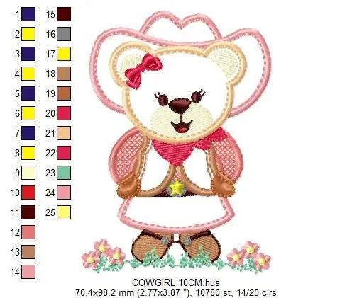 Cowgirl embroidery designs - Cowboy embroidery design machine embroidery pattern - Baby girl embroidery file - teddy bear embroidery farm Marcia Embroidery