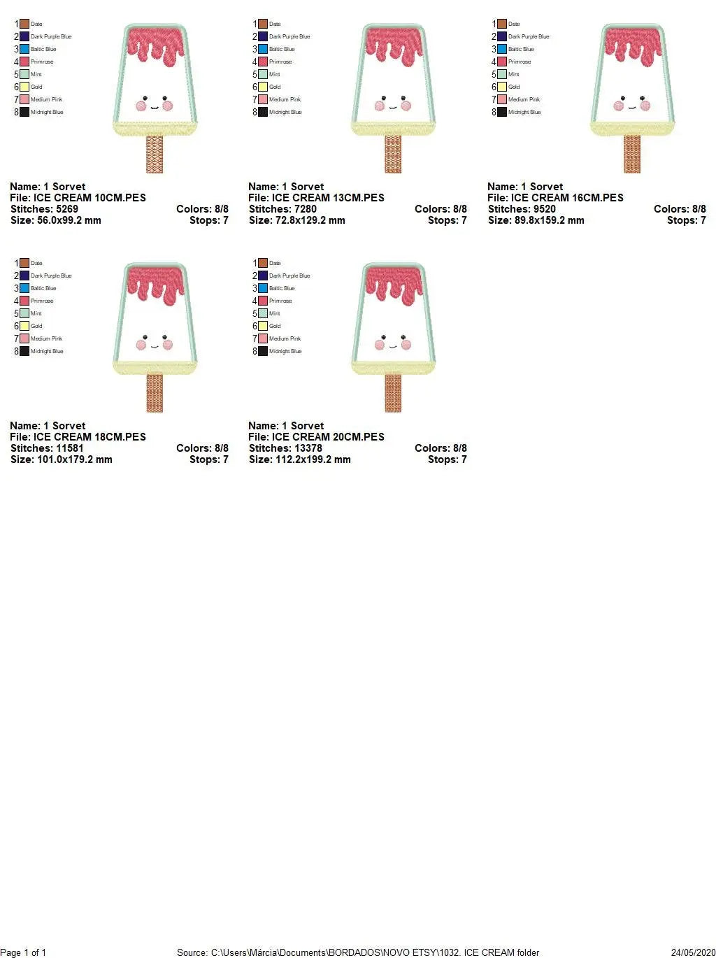 Ice cream embroidery designs - Candy embroidery design machine embroidery pattern - Dessert embroidery file - ice cream cone applique design Marcia Embroidery