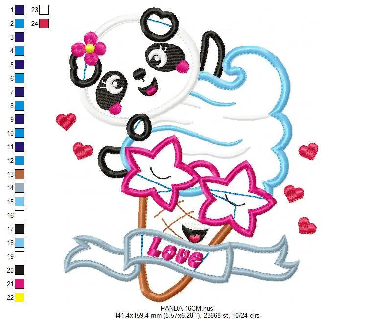 Panda embroidery design - Animal embroidery designs machine embroidery pattern - Baby girl embroidery file - ice cream embroidery applique Marcia Embroidery