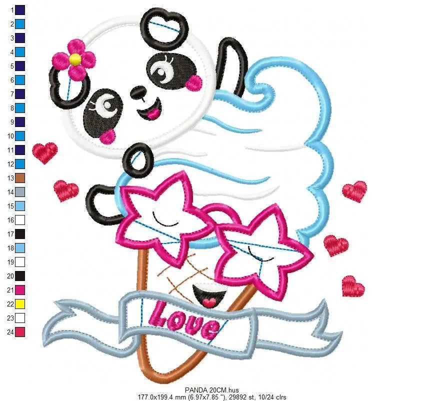 Panda embroidery design - Animal embroidery designs machine embroidery pattern - Baby girl embroidery file - ice cream embroidery applique Marcia Embroidery