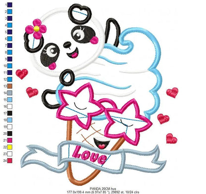 Panda embroidery design - Animal embroidery designs machine embroidery pattern - Baby girl embroidery file - ice cream embroidery applique Marcia Embroidery