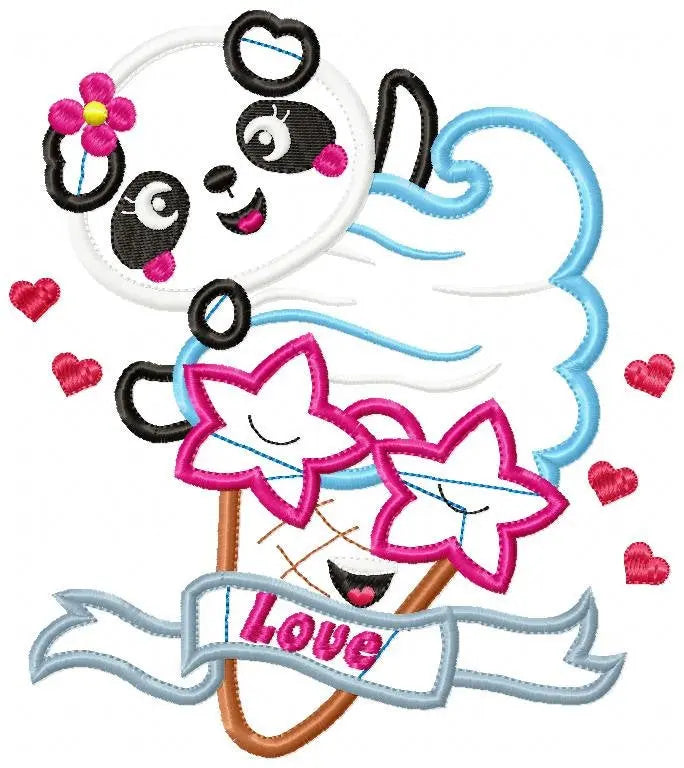 Panda embroidery design - Animal embroidery designs machine embroidery pattern - Baby girl embroidery file - ice cream embroidery applique Marcia Embroidery