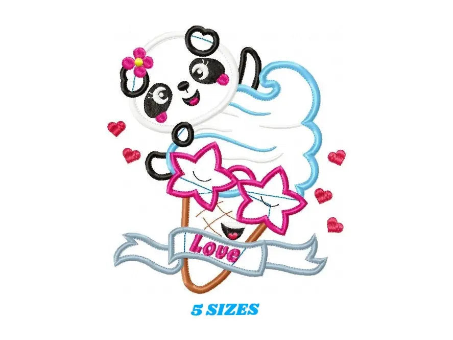 Panda embroidery design - Animal embroidery designs machine embroidery pattern - Baby girl embroidery file - ice cream embroidery applique Marcia Embroidery