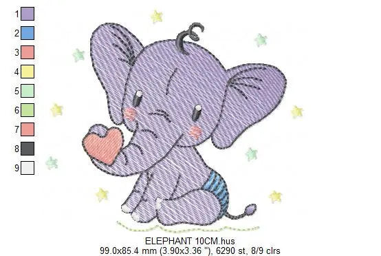 Elephant embroidery designs - Animal with heart and diaper embroidery design machine embroidery pattern - Baby boy embroidery - download Marcia Embroidery