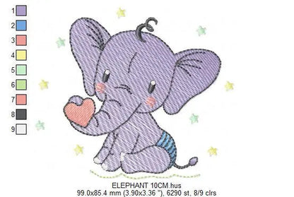 Elephant embroidery designs - Animal with heart and diaper embroidery design machine embroidery pattern - Baby boy embroidery - download Marcia Embroidery