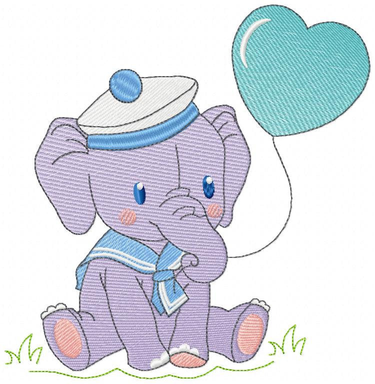 Elephant embroidery designs - Animal embroidery design machine embroidery pattern - Baby boy embroidery file - girl kid embroidery Sailor