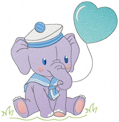 Elephant embroidery designs - Animal embroidery design machine embroidery pattern - Baby boy embroidery file - girl kid embroidery Sailor