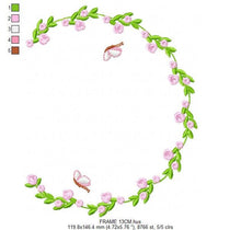 Charger l&#39;image dans la galerie, Monogram Frame embroidery designs - Flower embroidery design machine embroidery pattern - rose wreath embroidery file - baby girl embroidery
