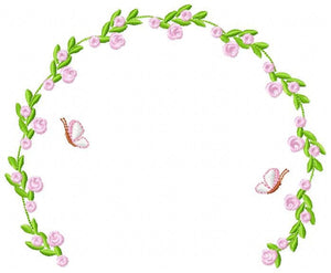 Monogram Frame embroidery designs - Flower embroidery design machine embroidery pattern - rose wreath embroidery file - baby girl embroidery