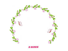 Charger l&#39;image dans la galerie, Monogram Frame embroidery designs - Flower embroidery design machine embroidery pattern - rose wreath embroidery file - baby girl embroidery
