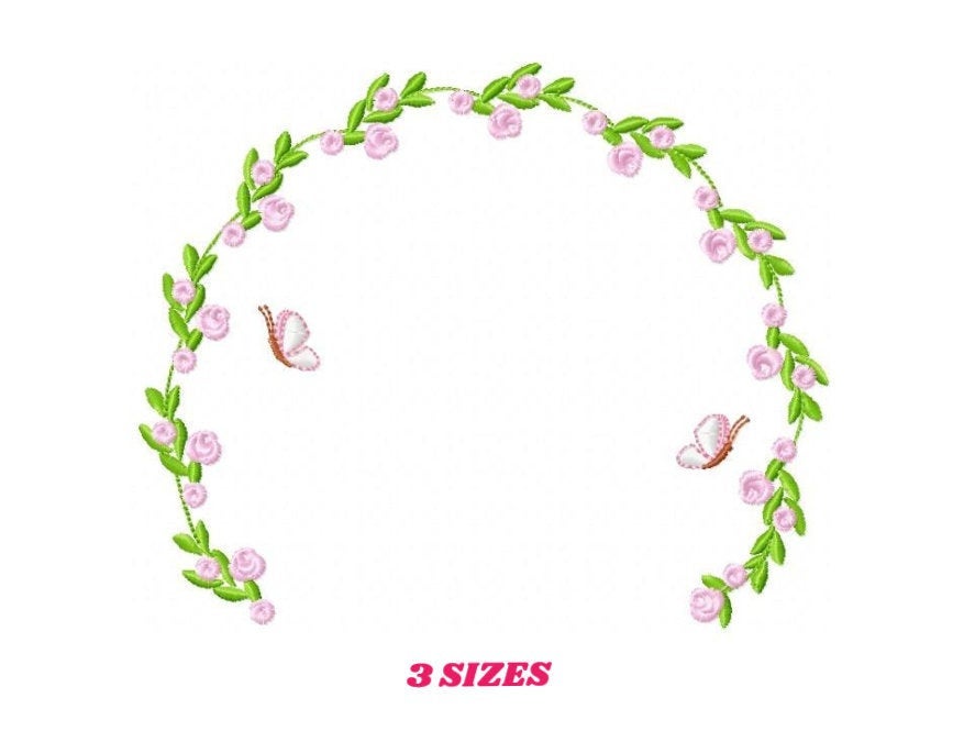 Monogram Frame embroidery designs - Flower embroidery design machine embroidery pattern - rose wreath embroidery file - baby girl embroidery