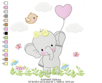 Elephant embroidery designs - Animal embroidery design machine embroidery pattern - Baby girl embroidery file - kid embroidery Towel pillow
