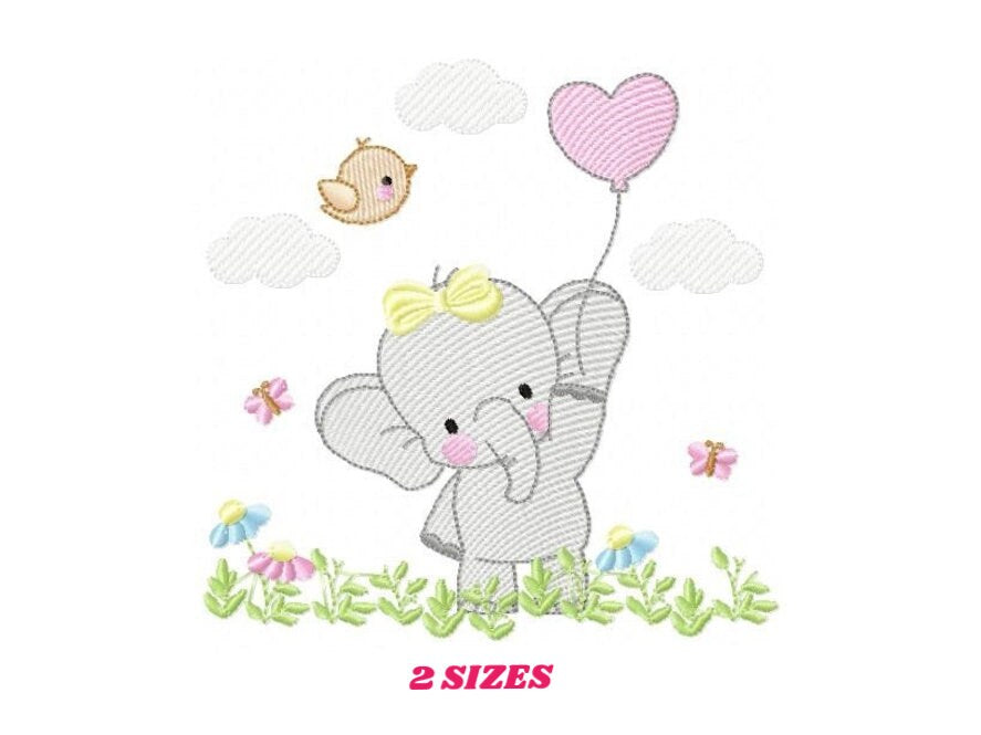 Elephant embroidery designs - Animal embroidery design machine embroidery pattern - Baby girl embroidery file - kid embroidery Towel pillow