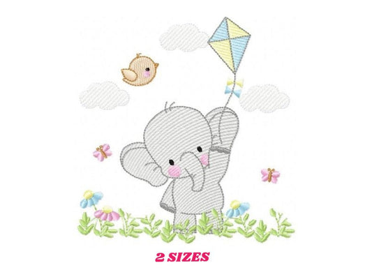 Elephant embroidery designs - Animal embroidery design machine embroidery pattern - Baby girl embroidery file - kid embroidery Towel pillow