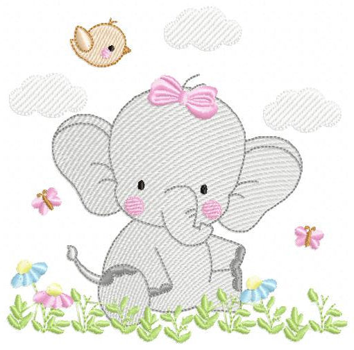 Elephant embroidery designs - Animal embroidery design machine embroidery pattern - Baby girl embroidery file - kid embroidery Spring Garden