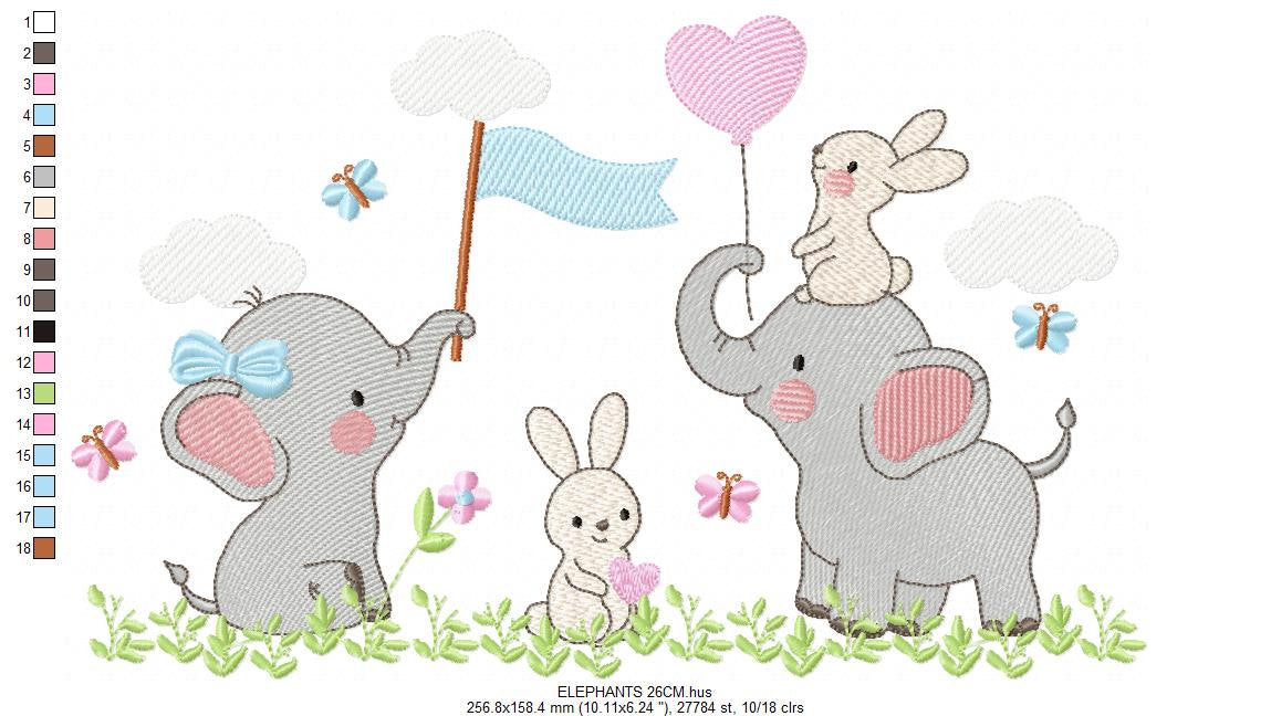 Elephant embroidery designs - Animal embroidery design machine embroidery pattern - Baby Boy embroidery file - kid embroidery Spring Garden