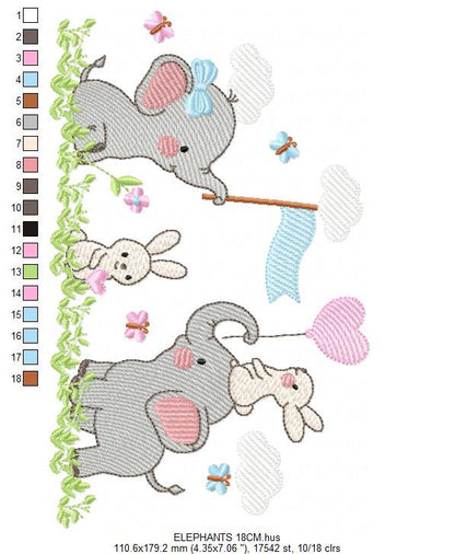 Elephant embroidery designs - Animal embroidery design machine embroidery pattern - Baby Boy embroidery file - kid embroidery Spring Garden